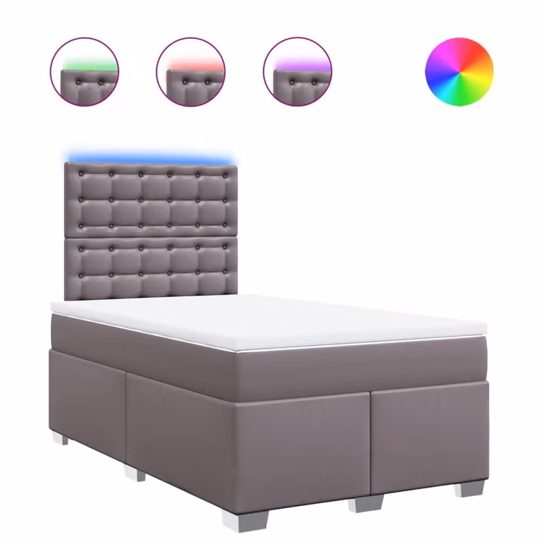 Giroletto a Molle con Materasso Grigio 120x200 cm in Pelle finta