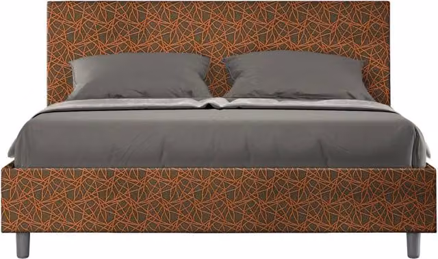 Letto Matrimoniale Era Adele con Contenitore e Rete con Alzata Imbottito in Tessuto Arancio L/P/H: 160 x 190 x 106 cm – 1
