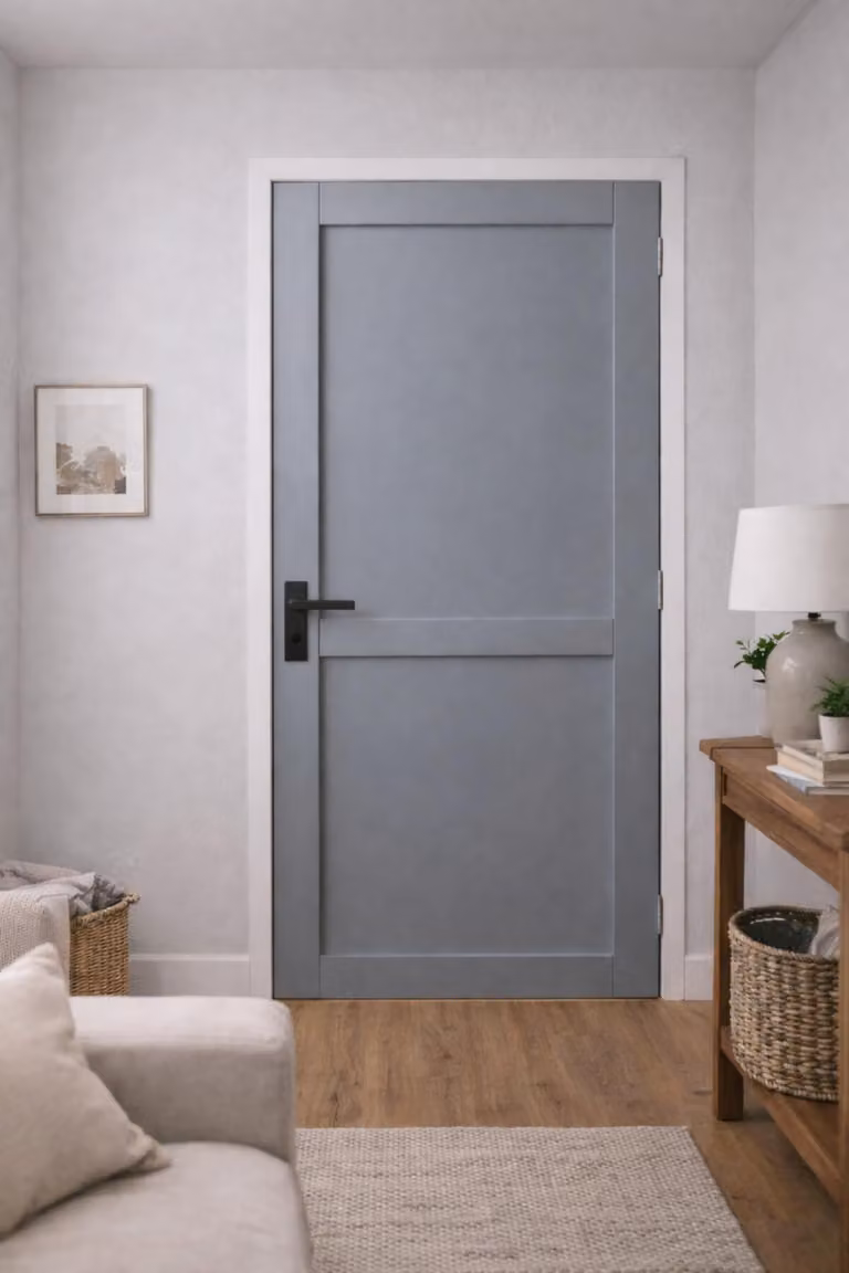 Bloc Porta Athena Grigio Chiaro 2 Pannelli H204 x L73 cm Cerniera Tavola P.giusta, maniglia GD MENUISERIES