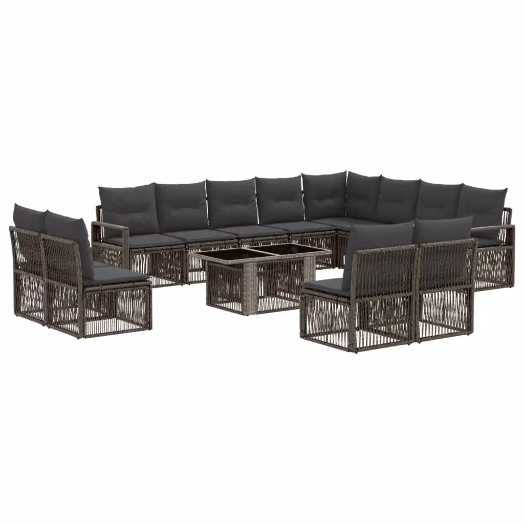 Set Divano da Giardino vidaXL 13 pz in Polyrattan Grigio e Grigio Scuro – 2