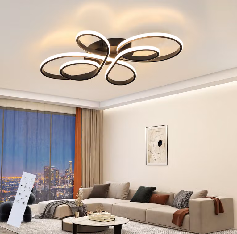 ZMH LED Lampada da soffitto nera Dimmerabile con telecomando 65W 66CM Moderna lampada creativa per soggiorno camera da letto sala da pranzo ufficio cucina