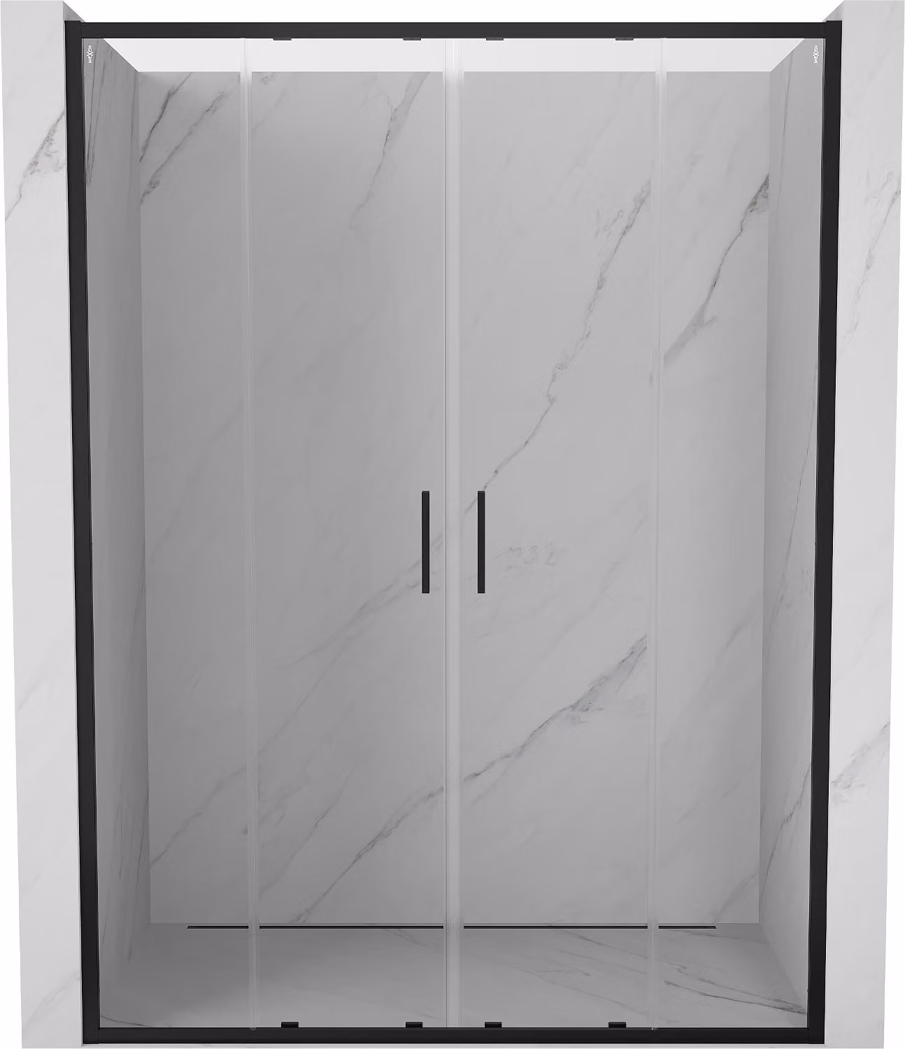 Mexen Exo porte doccia doppie scorrevoli 160 cm, trasparente, nero - 8152-160-000-70-00