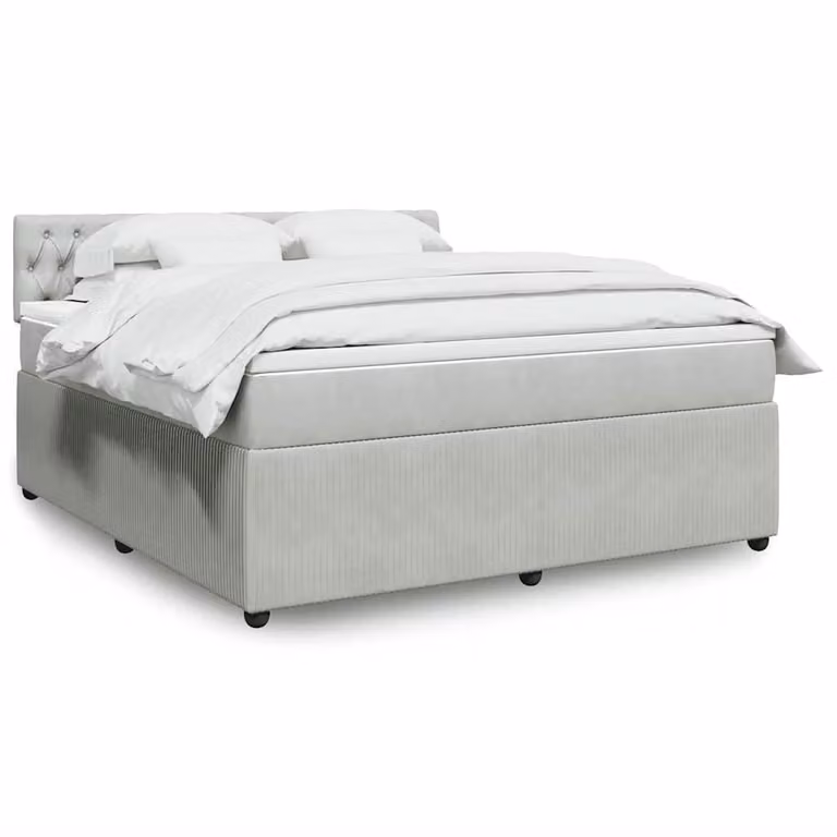Giroletto a molle con materasso vidaXL in velluto grigio chiaro e bianco L/P: 180 x 200 cm