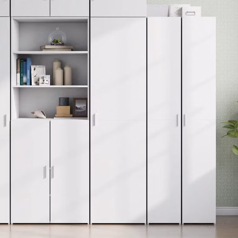 vidaXL Credenza Moderna Bianca in MDF da Appendere al Muro L: 50 cm, P: 42,5 cm, H: 185 cm