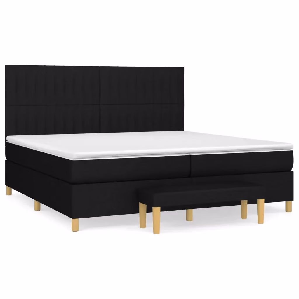 vidaXL Giroletto a Molle Ibrido con Materasso in Tessuto Nero L/P: 200 x 200 cm – 2