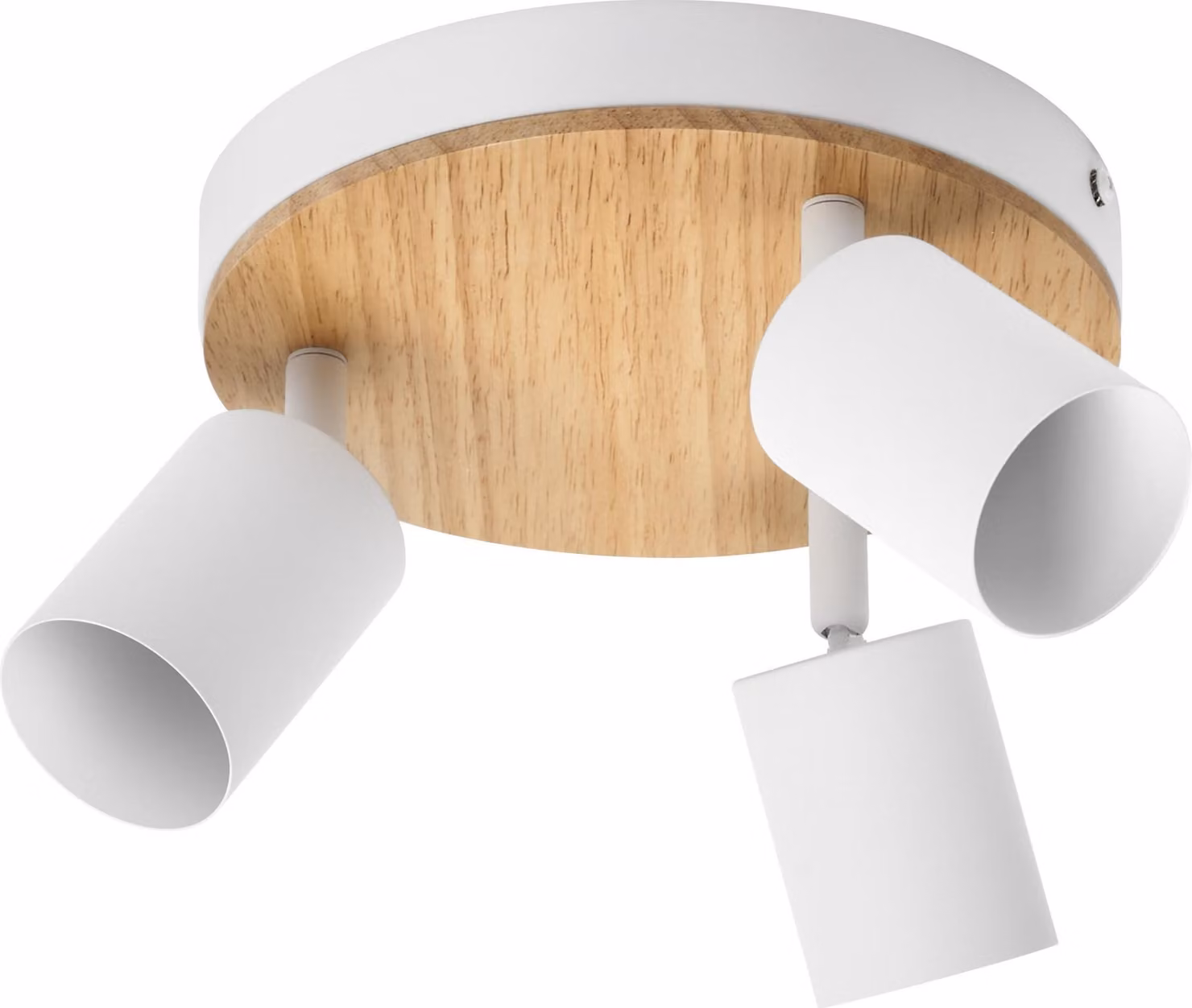 OSRAM LED Spot Wood Line Plate Faretto da soffitto 3x GU10, bianco/decorazione in legno, piastra 200 mm, acciaio/legno di gomma, orientabile