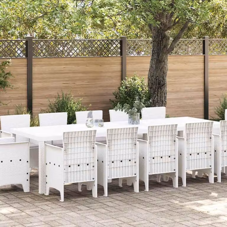 Maison Exclusive - Set da pranzo per esterno, 13 pezzi, bianco e grigio chiaro