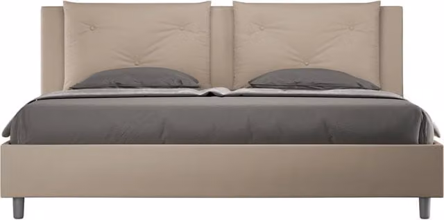 BS COM Letto matrimoniale king size senza rete imbottito 200x210 similpelle tortora