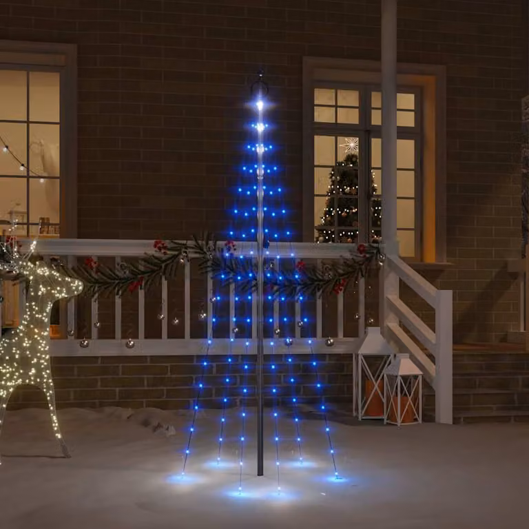 vidaXL Albero di Natale Pennone Blu 108 LED 180 cm
