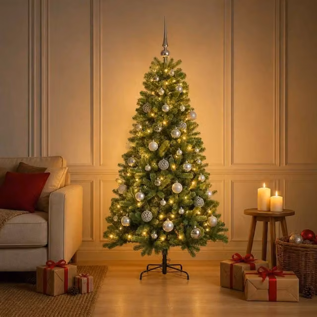 Albero di Natale artificiale con palline 150 cm 150 LED 3461431