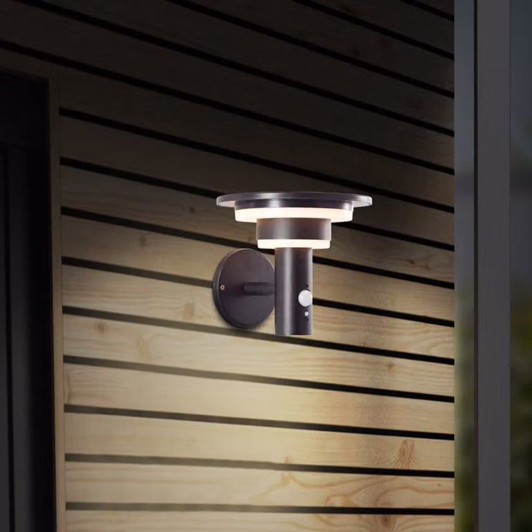 Lampada da parete per esterni a LED, solare, rilevatore di movimento, 19 x 21 x 21 cm, 3W, 430lm
