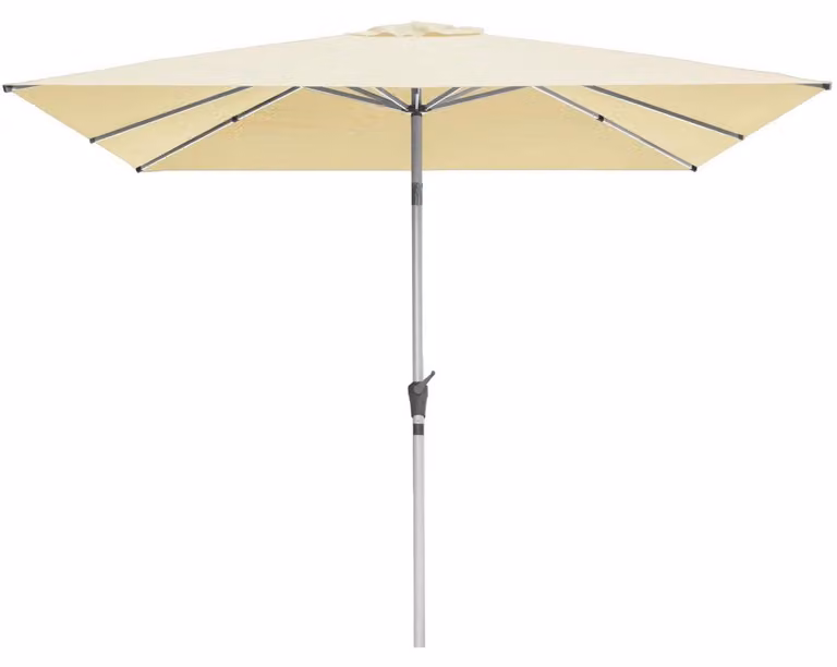Ombrellone inclinabile, 250 x 250 cm, color crema, in poliestere, protezione UV 50+