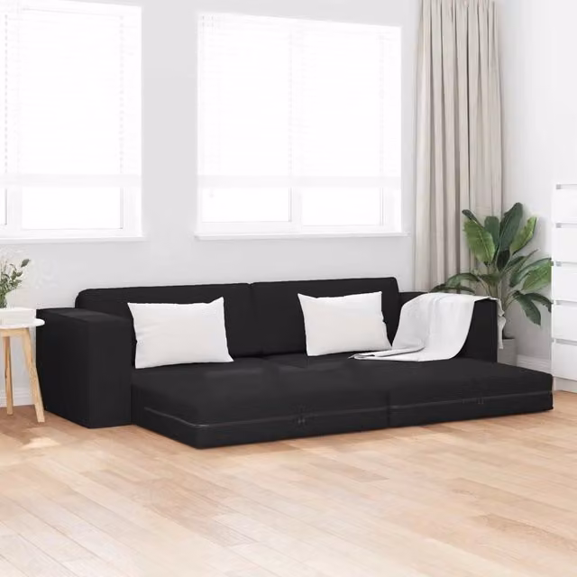 Divano letto moderno vidaXL in tessuto nero con funzione letto e coperture rimovibili L: 245 cm, P: 78 cm, H: 77 cm – 1