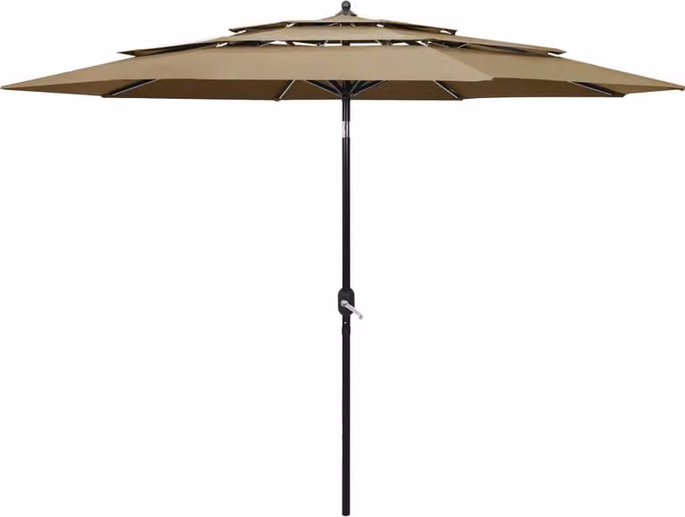 Ombrellone Living Store con palo in alluminio, struttura a 3 strati, colore taupe, diametro 3 metri