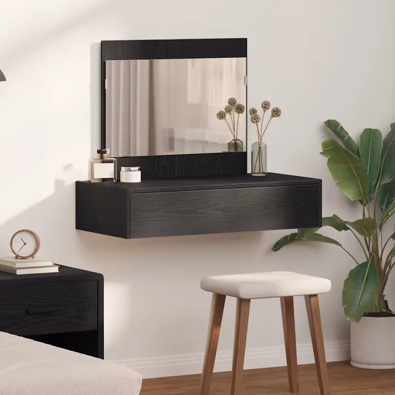 vidaXL Tavolo da Trucco Moderno Nero in MDF con Finitura Opaca L: 83 cm, P: 40 cm, H: 70 cm