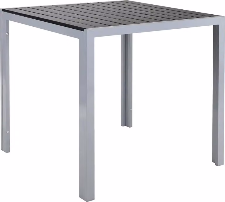 Tavolo da giardino - Tavolo da pranzo quadrato per esterni - Struttura in alluminio argento - Legno-plastica WPC - Resistente alle intemperie e al calore - Per 4 persone - Dimensioni 75×75×72 cm - Grigio scuro