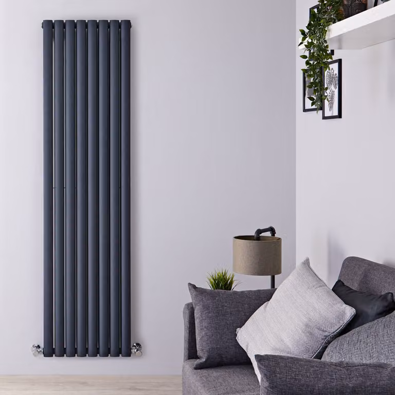 Radiatore Verticale Doppio di Design Antracite 1780x472mm 1470W Termosifone Moderno - Revive