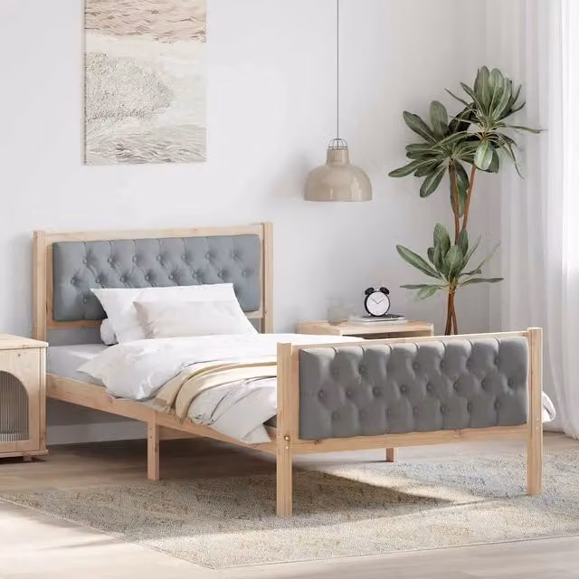 Struttura del letto Grigio chiaro 100 x 200 cm Pino massello 878419