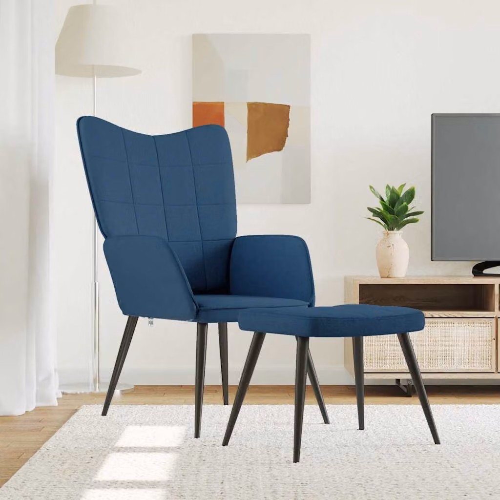 Maison Exclusive - Poltrona relax con poggiapiedi in tessuto blu