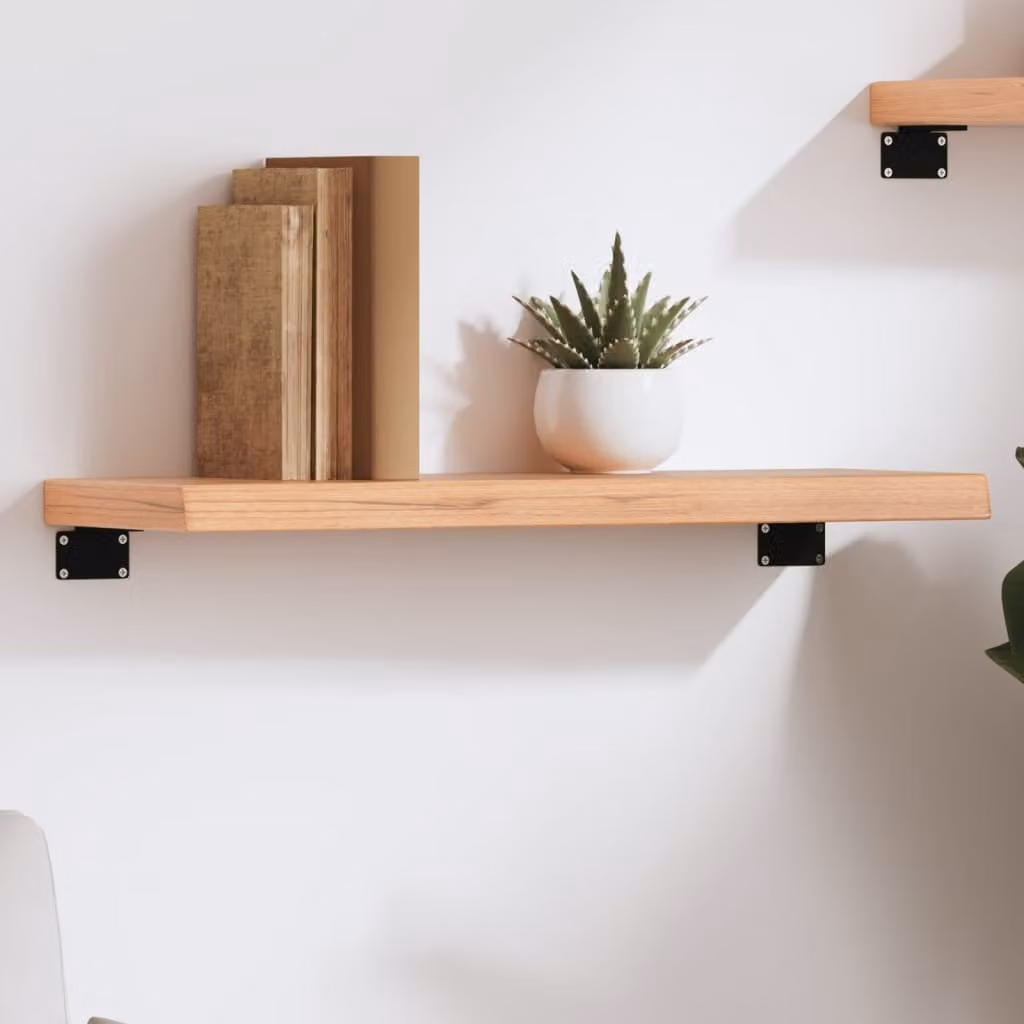 vidaXL Ripiano da muro in legno di rovere massello marrone chiaro L 60 cm, P 20 cm, H 4 cm