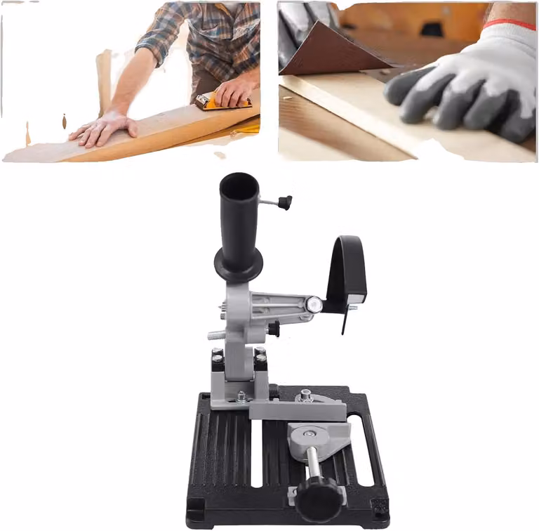 Supporto per smerigliatrice, realizzato in lega di alluminio e ghisa, dimensioni 24 x 20 x 30,5 cm, compatibile con smerigliatrici di tipo 100, profondità di taglio 3 cm, peso 1,92 kg
