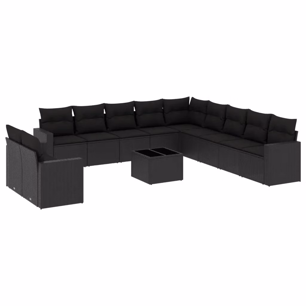 Set di divani da giardino VIDAXL in polyrattan nero con cuscini, composizione da 12 pezzi per adulti – 2