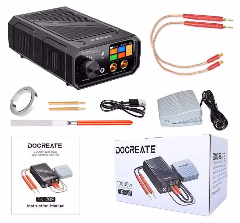 Saldatrice a punti a batteria - Saldatrice a punti portatile da 10000W - 1200A - Potenza regolabile - Adatta per batterie 18650 - Portatile