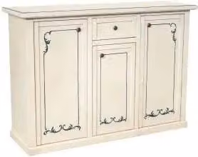 Credenza madia buffet in legno Shabby chic bianco anticato decorato provenzale