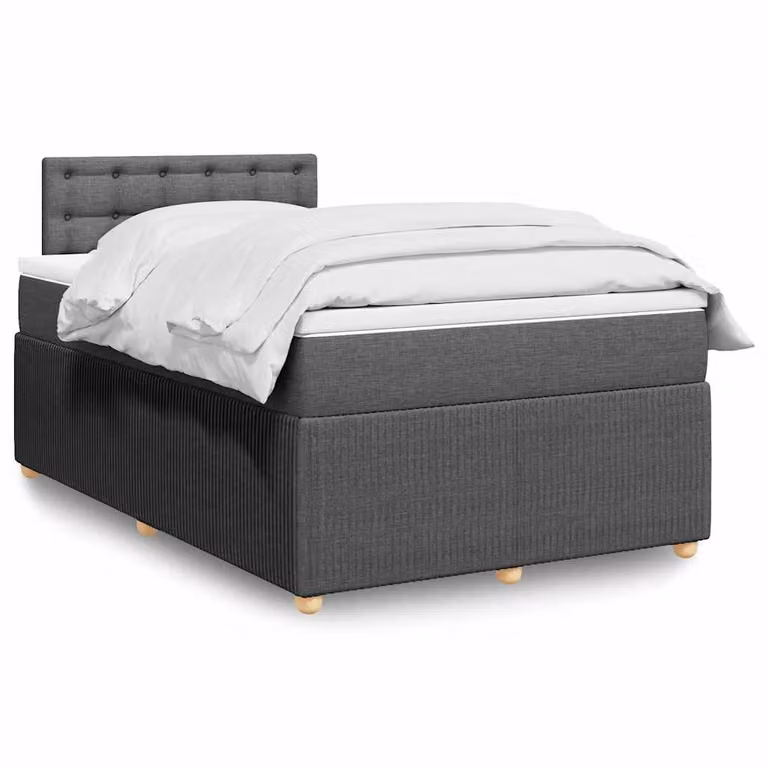 vidaXL Giroletto a Molle Ibrido con Materasso in Tessuto Grigio e Bianco L/P/H: 200 x 120 x 25 cm