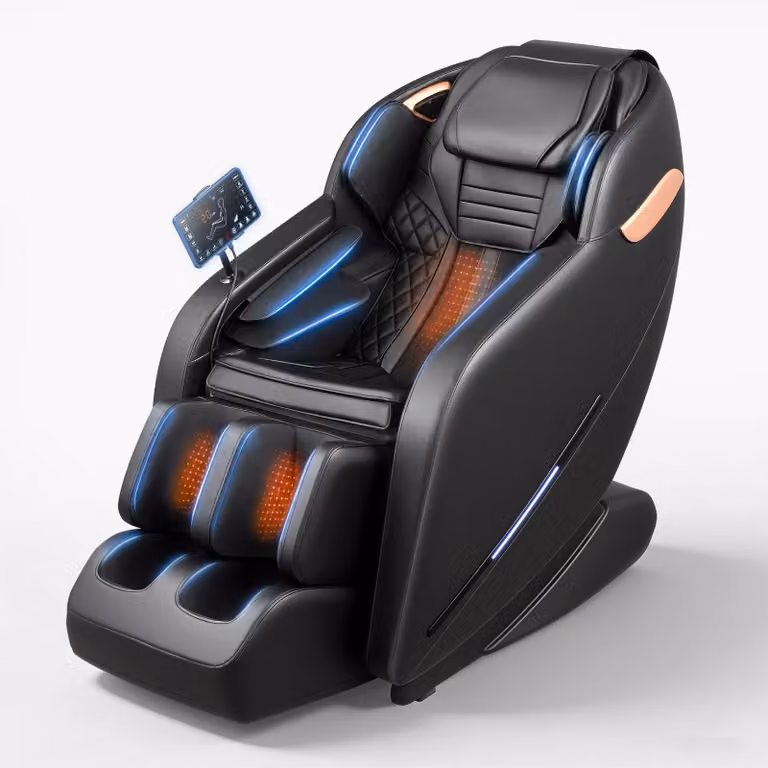 Poltrona massaggiante - Poltrona relax 3D con effetto antigravitazionale - Poggiapiedi estensibile - Programmi automatici - Cuscinetti ad aria - Funzione di riscaldamento per zona lombare e gambe - Altoparlante Bluetooth - Schermo touch
