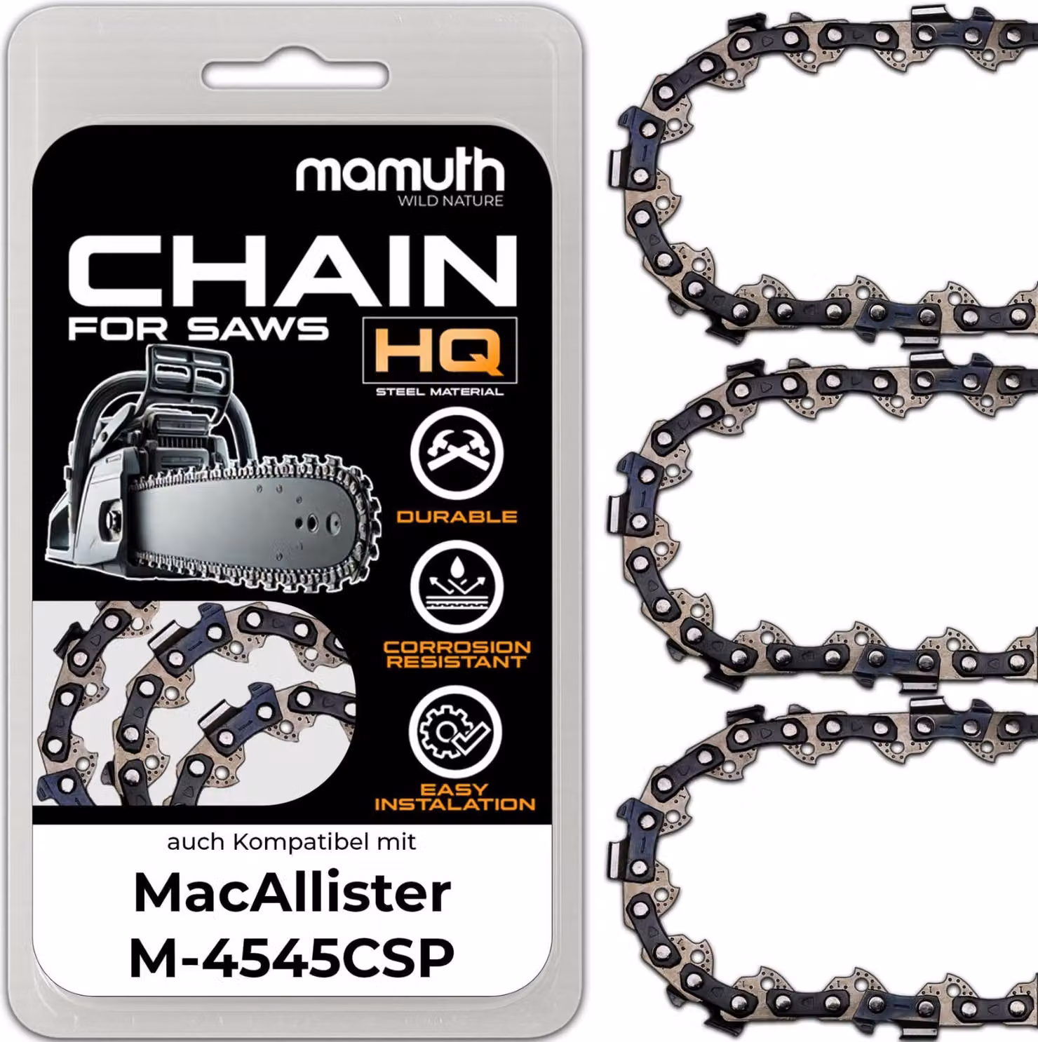 3 catene per motosega 45 cm 1,3 mm 3/8" 62TG per MacAllister M-4545CSP