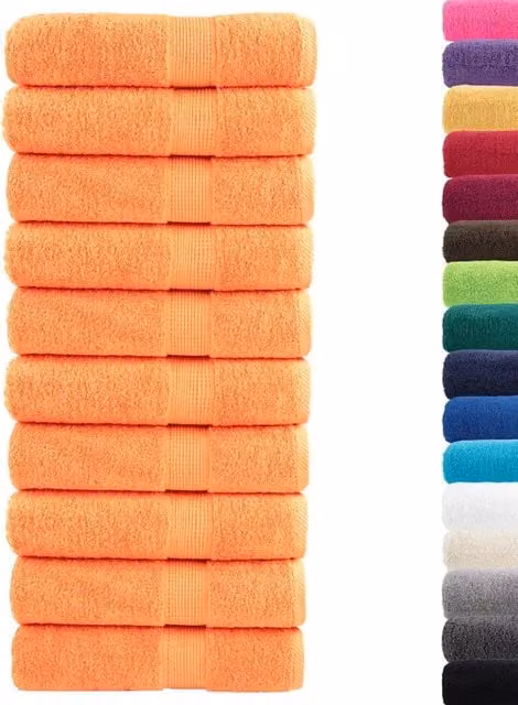 Set di 10 asciugamani da doccia vidaXL in cotone spugna arancioni, L 70 cm x P 140 cm, 600 g/m² – 1