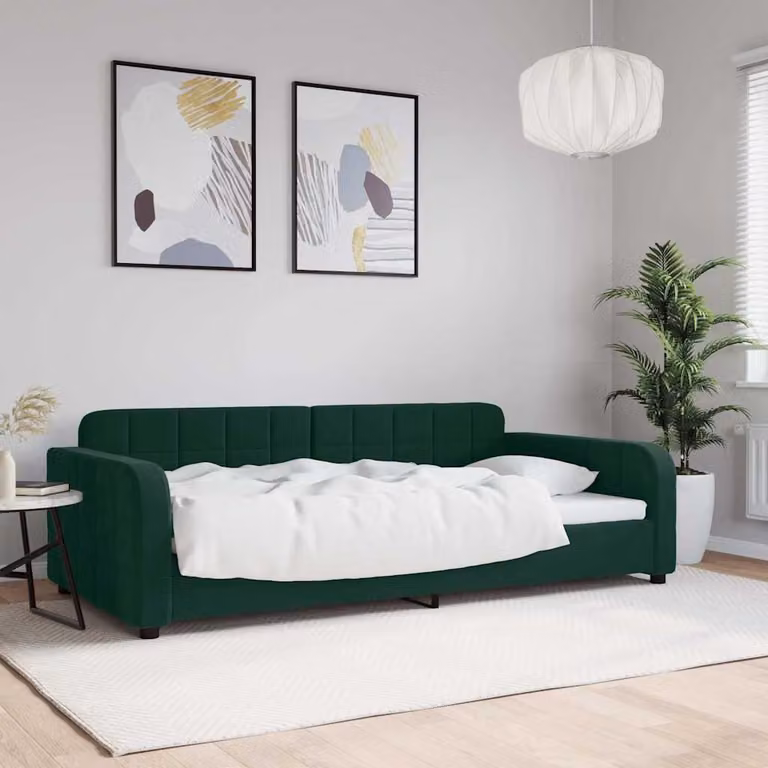 Letto da giorno vidaXL in velluto verde con struttura in legno e metallo L: 200 cm, P: 100 cm, H: 71 cm