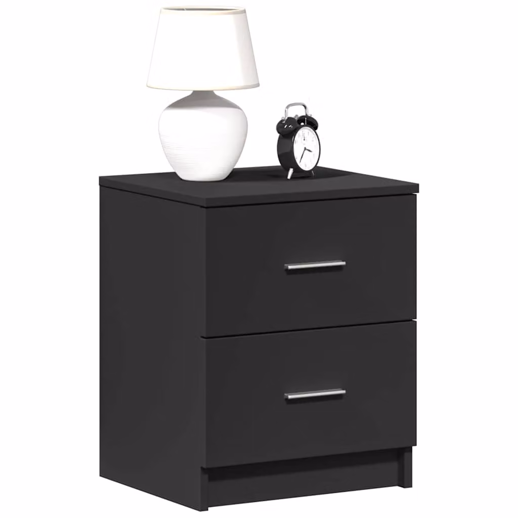Set di 2 comodini sospesi vidaXL con 2 cassetti neri, design moderno e finitura opaca, L/P/H: 40 x 36 x 50 cm