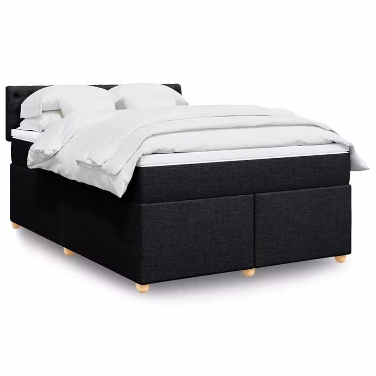 vidaXL Giroletto a Molle con Materasso Ibrido in Tessuto Nero L/P/H: 140 x 190 cm