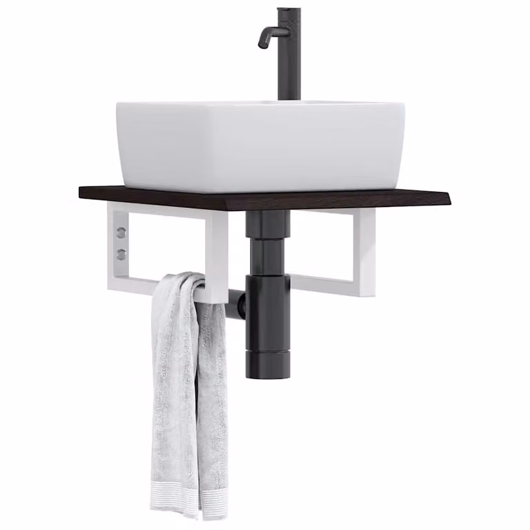 vidaXL Ripiano a Parete per Lavabo in Acciaio e Rovere per Bagno Moderno