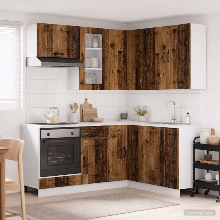 Unità cucina moderna vidaXL KALMAR composta da 8 pezzi in legno color marrone con ante in vetro