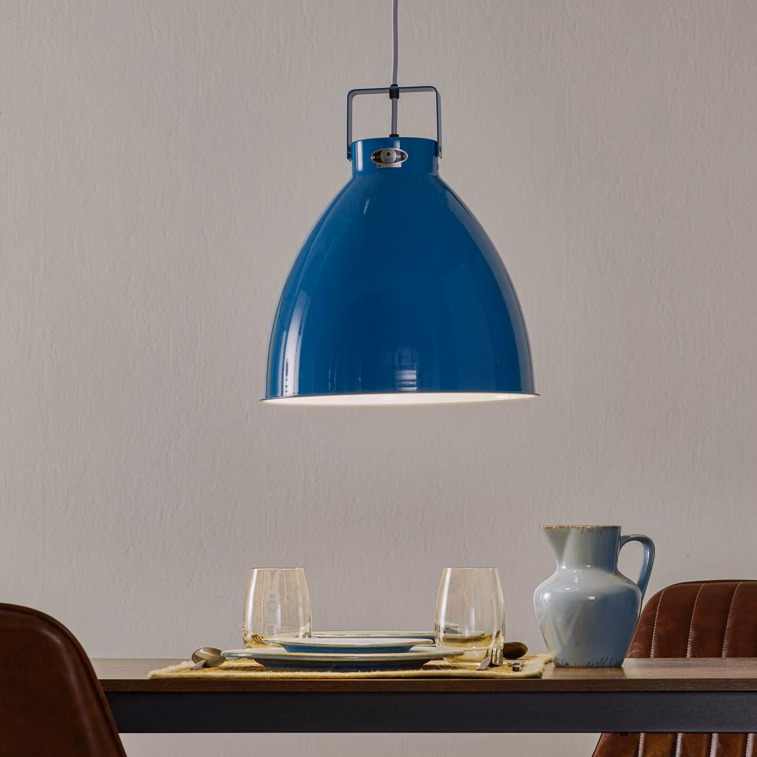 Jieldé Lampada a sospensione Augustin A360, dimmerabile, Blu, Soggiorno / Sala da pranzo, Alluminio, Industriale, Lampada a sospensione