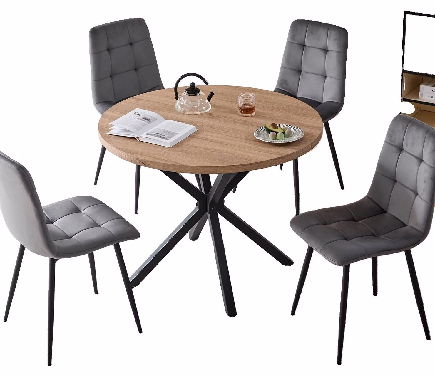 Sedie da pranzo, design moderno e minimalista, robuste gambe in metallo, set da 4 pezzi - Grigio