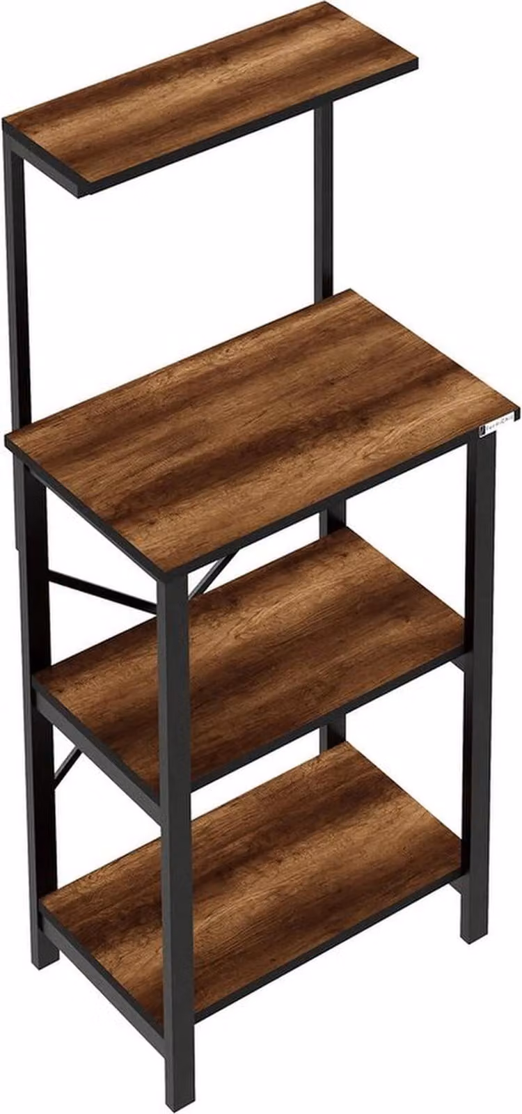 Scaffale da cucina industriale Azomor con quattro ampi ripiani in stile barocco in legno di noce