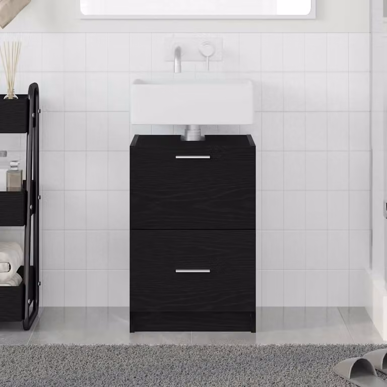 Mobile da bagno vidaXL in legno nero opaco con ante e cassetti L/P/H: 40 x 37 x 59 cm