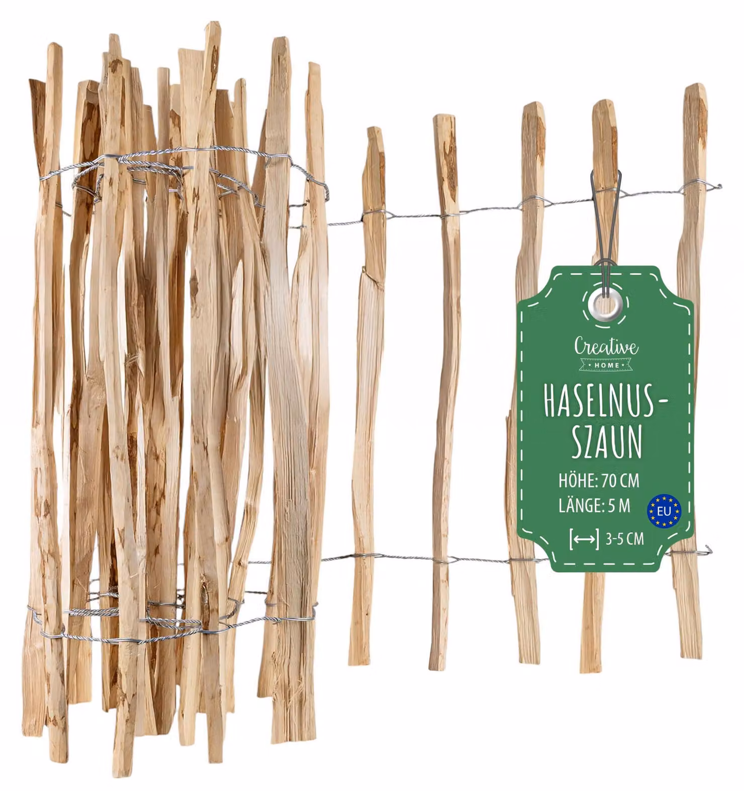 Recinzione a paletti Creative Home alta 70 cm e lunga 5 m | Distanza tra le doghe 3-5 cm