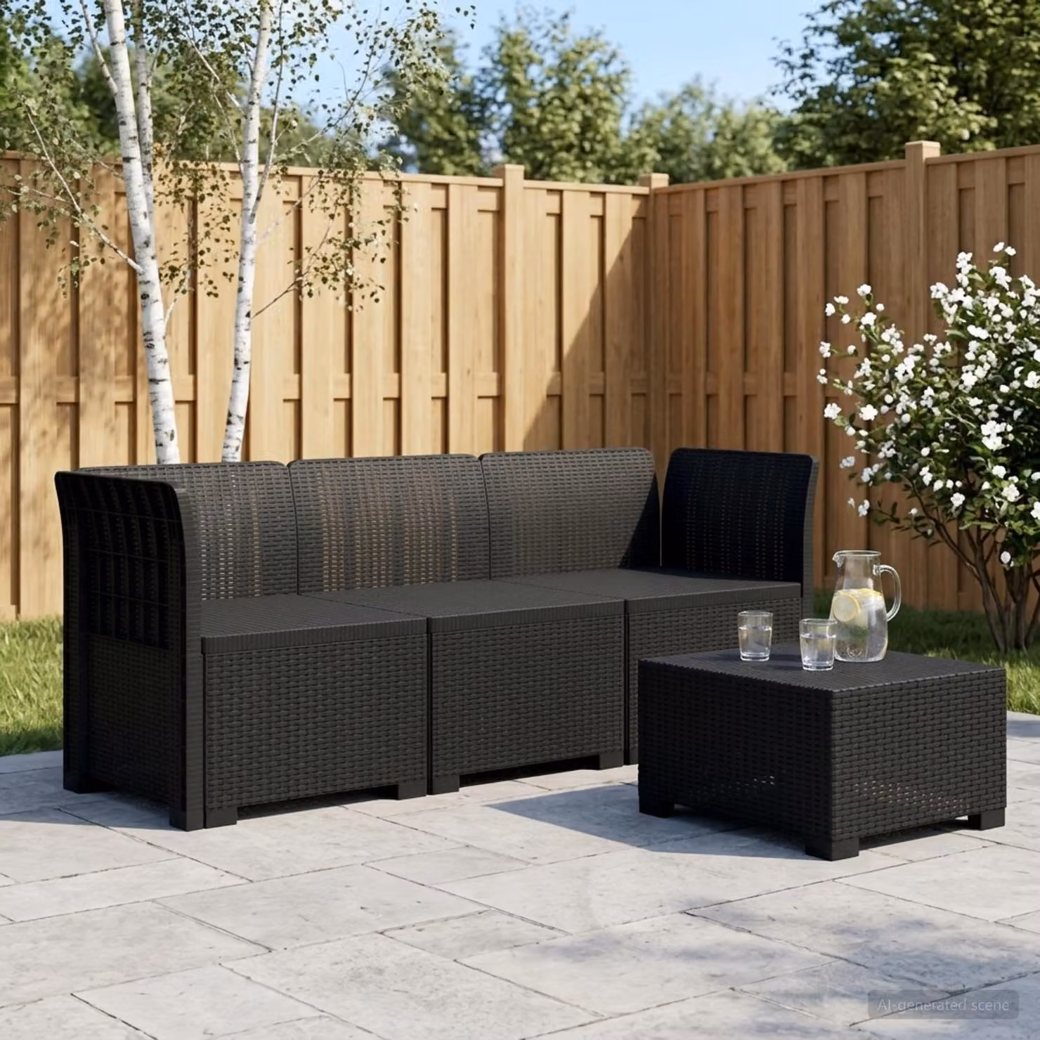 vidaXL Divano da Giardino a 3 Posti a L in Rattan Antracite con Cuscini