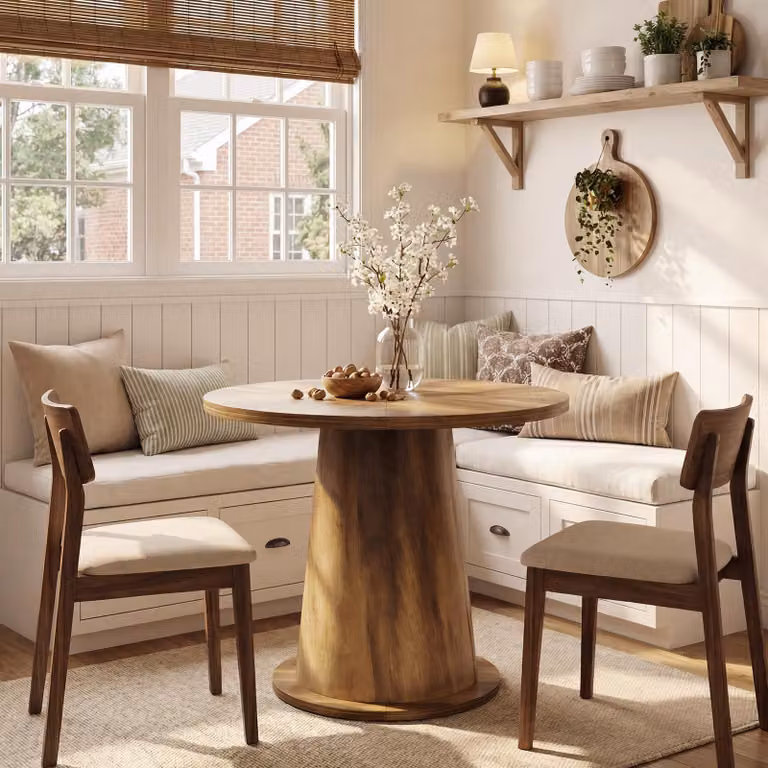 Tribesigns, tavolo da pranzo rotondo da 80 cm, adatto per 2-4 persone, tavolo da cucina con finitura effetto legno di quercia, tavolo moderno in legno con base a colonna stabile, tavolo da pranzo per la cucina