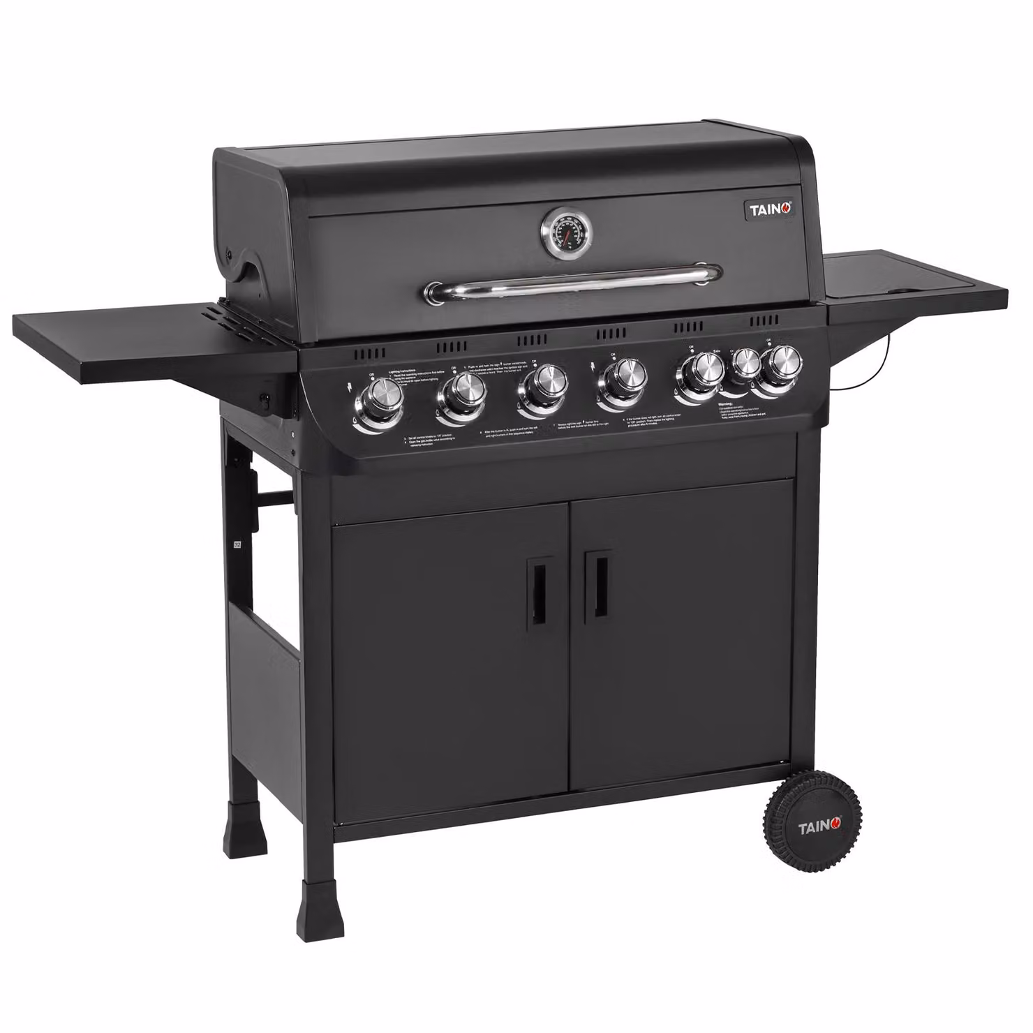 TAINO BRANDO 6+1 Barbecue a gas 6 bruciatori Fornello laterale Carrello barbecue Barbecue a gas