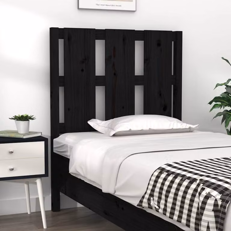 Testiera per letto vidaXL in legno massello di pino nero, L 80,5 cm x P 4 cm x H 100 cm