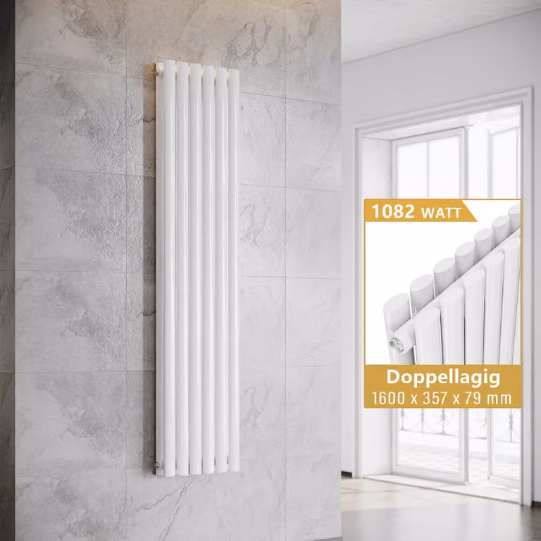 SONNI - Radiatore a piastre verticali, modello a doppia parete, colore bianco, dimensioni 1600x357 mm, senza resistenza riscaldante