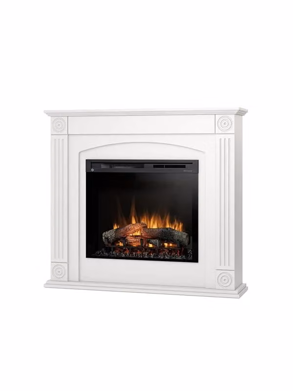 Caminetto elettrico da pavimento a libera installazione con LED Outinfire, Bianco opaco, L: 120 cm, P: 29 cm, H: 107,5 cm – 2