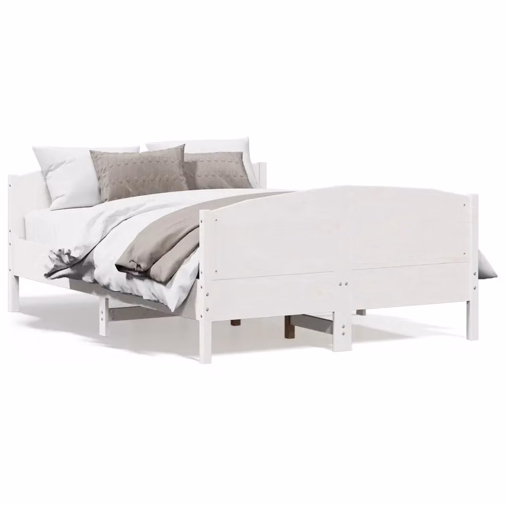 vidaXL Giroletto in legno massello di pino bianco con doghe fisse L/P/H: 205.5 x 160 x 74.5 cm – 2