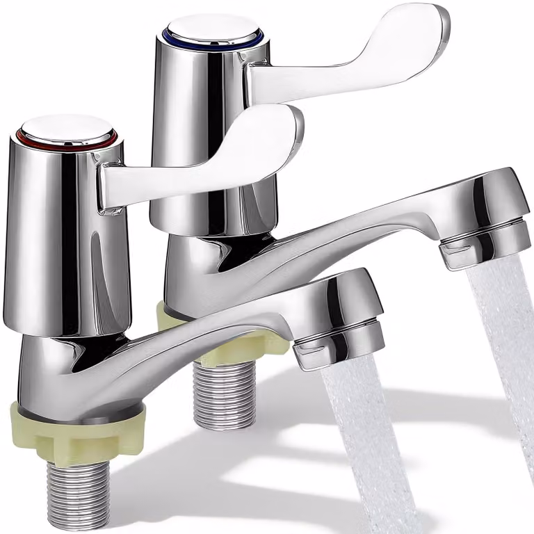 Set di 2 rubinetti per lavabo da bagno cromati